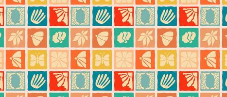 Seamless geometric retro pattern in patchwork style. vector