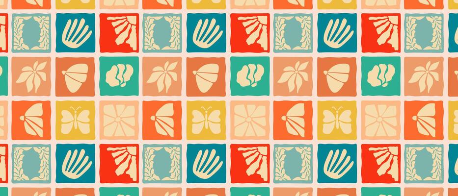 Seamless geometric retro pattern in patchwork style.