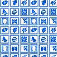 Seamless geometric blue retro pattern in patchwork style. vector