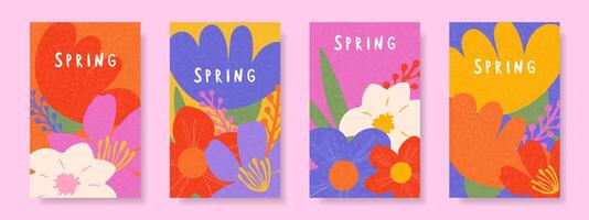 Set of fashionable abstract spring backgrounds in the style of modern art for the design of spring holidays, congratulations, packaging vector