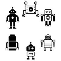 Robot icons set illustration with cartoon design symbols vector