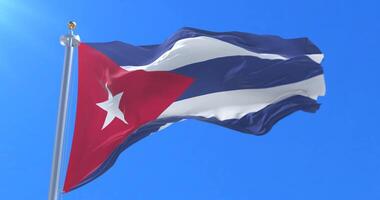Flag of Cuba waving at wind in slow, loop video