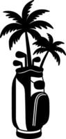 Golf Bag with Palm Tree Silhouette Illustration vector
