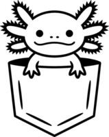 Axolotl Peeking from Pocket Line Drawing vector