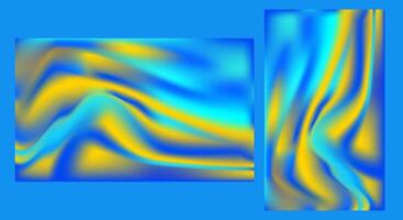 Abstract fluid gradient background with blue and yellow waves design wallpaper vector