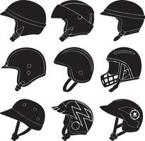 12 Helmet Set Silhouette illustration vector