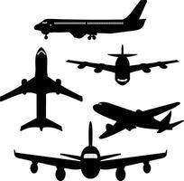 Airplane Silhouettes from Multiple Angles for Aviation and Travel Concepts vector