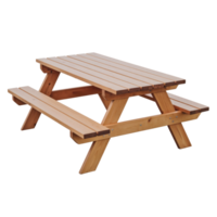 Wooden picnic table isolated on transparent background png
