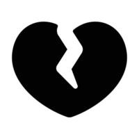 Simple Broken Heart glyph icon. The icon can be used for websites, print templates, presentation templates, illustrations. vector