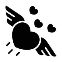 Simple Flying Heart glyph icon. The icon can be used for websites, print templates, presentation templates, illustrations, etc vector