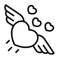 Simple Flying Heart outline icon. The icon can be used for websites, print templates, presentation templates, illustrations, etc vector