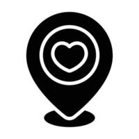 Simple Love Location glyph icon. The icon can be used for websites, print templates, presentation templates, illustrations, etc vector