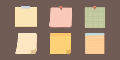 Set of Sticky Notes and Memo Pads Flat Illustrations vector