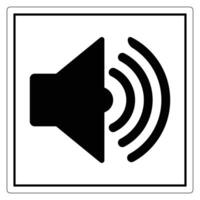 Black Speaker Icon with Sound Waves in a Square Frame for Audio Themes vector