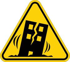 Warning Sign for Building Collapse Danger with Cracked Structure Design vector