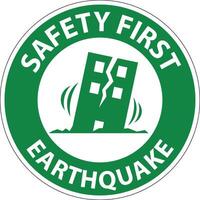 Safety First Earthquake Warning Sign with Visual Representation of Hazard vector