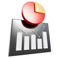 3D illustration of data analysis, featuring a pie chart and bar graph png