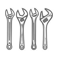 Set of different wrenches illustration vector