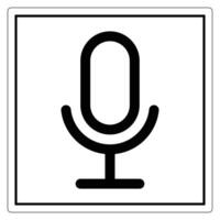 Black and White Outline of a Microphone Icon for Audio Recording Usage vector