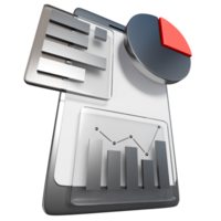 3D illustration or icon of data analysis displayed on a smartphone, showcasing modern business insights png