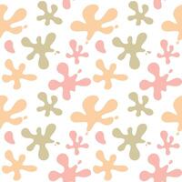 abstract splash liquid seamless pattern. childish pastel colors of irregular shapes pattern on white background vector