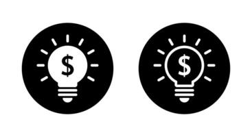 Light bulb with dollar icon on black circle. Lamp with usd sign symbol vector