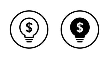 Light bulb dollar icon on circle line. USD currency idea concept vector