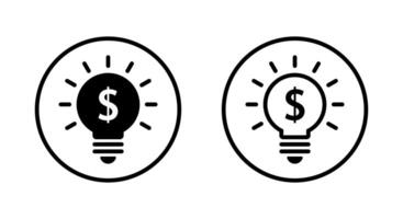 Light bulb with dollar icon on circle line. Lamp with usd sign symbol vector
