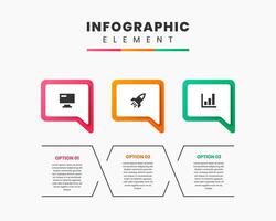 Infographic Element Design icon templates with 3 options or steps. Can be used for process diagram, presentations, workflow layout, banner, flow chart, infographic. vector