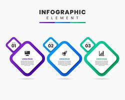 Graphic Infographic Element Design icon templates with 3 options or steps. Can be used for process diagram, presentations, workflow layout, banner, flow chart, infographic. vector