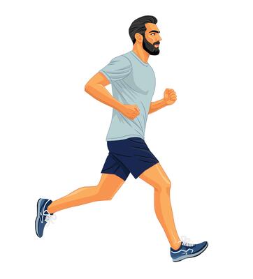 a man exercising running in casual clothes