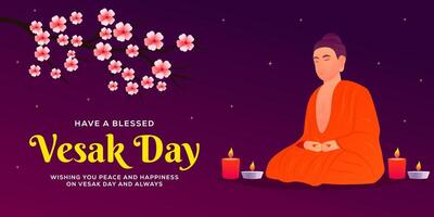 vesak day horizontal banner illustration in gradient style vector