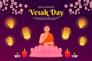 vesak day background illustration in gradient style design vector