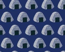 Cute hand drawn paint brush mark seamless onigiri sushi pattern, Japanese style dot texture background, simple food graphic for textile, carpet, decoration vector