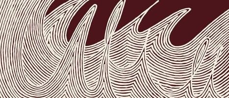 Hand drawn brush line abstract wave background, Japanese and ethnic wood carving, weaving texture surface pattern, minimal graphic for carpet, textile vector