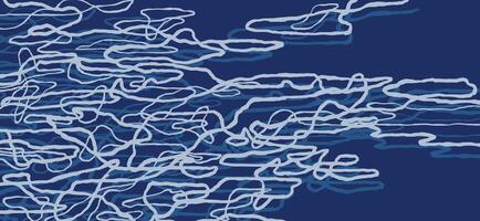 Abstract free hand drawing, reflection on water brush lines, doodles line art background in white and blue, simple graphic for textile, carpet, decoration vector