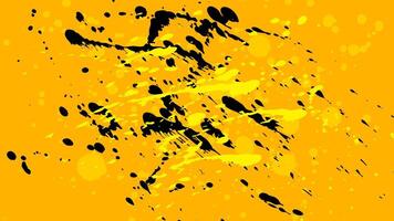 A yellow background with black and yellow splattered in an irregular manner. vector