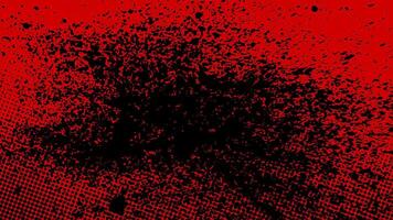 A grunge red background splashed with black paint all over. vector