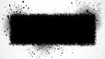 A grunge-style black stripe in the middle of a white background with halftone dots. vector