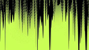 Green background with black flowing from above with halftone dots. vector