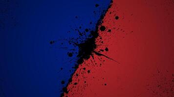 A red and blue background in the style of VS, smudged with scattered black stains. vector