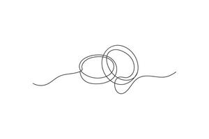 minimal line art of wedding ring loops with flowing abstract design vector