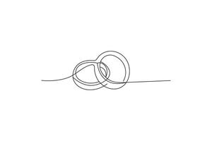 minimal line art of wedding ring loops with flowing abstract love design vector