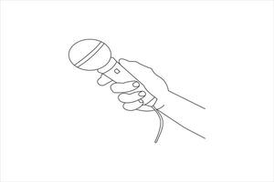 A minimalist hand holding a mic, symbolizing voice and expression. vector