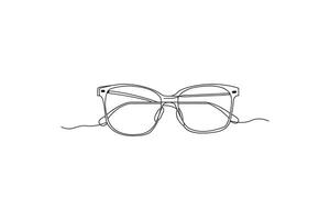 Continuous line art illustration of eyeglasses with a modern and stylish design vector