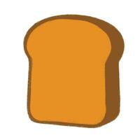A minimalist and textured digital illustration of a single slice of toasted bread, designed in a cartoon style with warm brown tones. vector