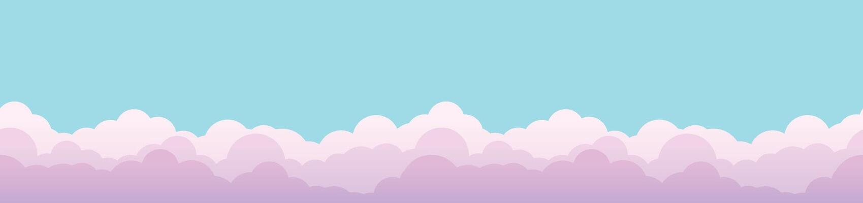 Seamless cloud border pattern. Pink clouds for Valentine's Day