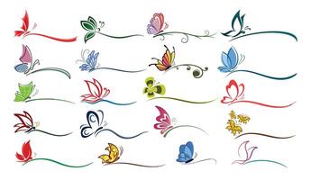 The big set of stylized butterfly logos. vector