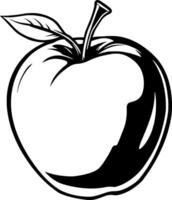 A Bold Black And White Illustration Of A Single Apple With Leaf vector