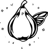 A Whimsical Line Drawing Of A Fig With Butterfly Wings vector